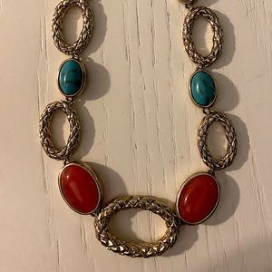 Monet gold necklace w/turquoise & coral stones